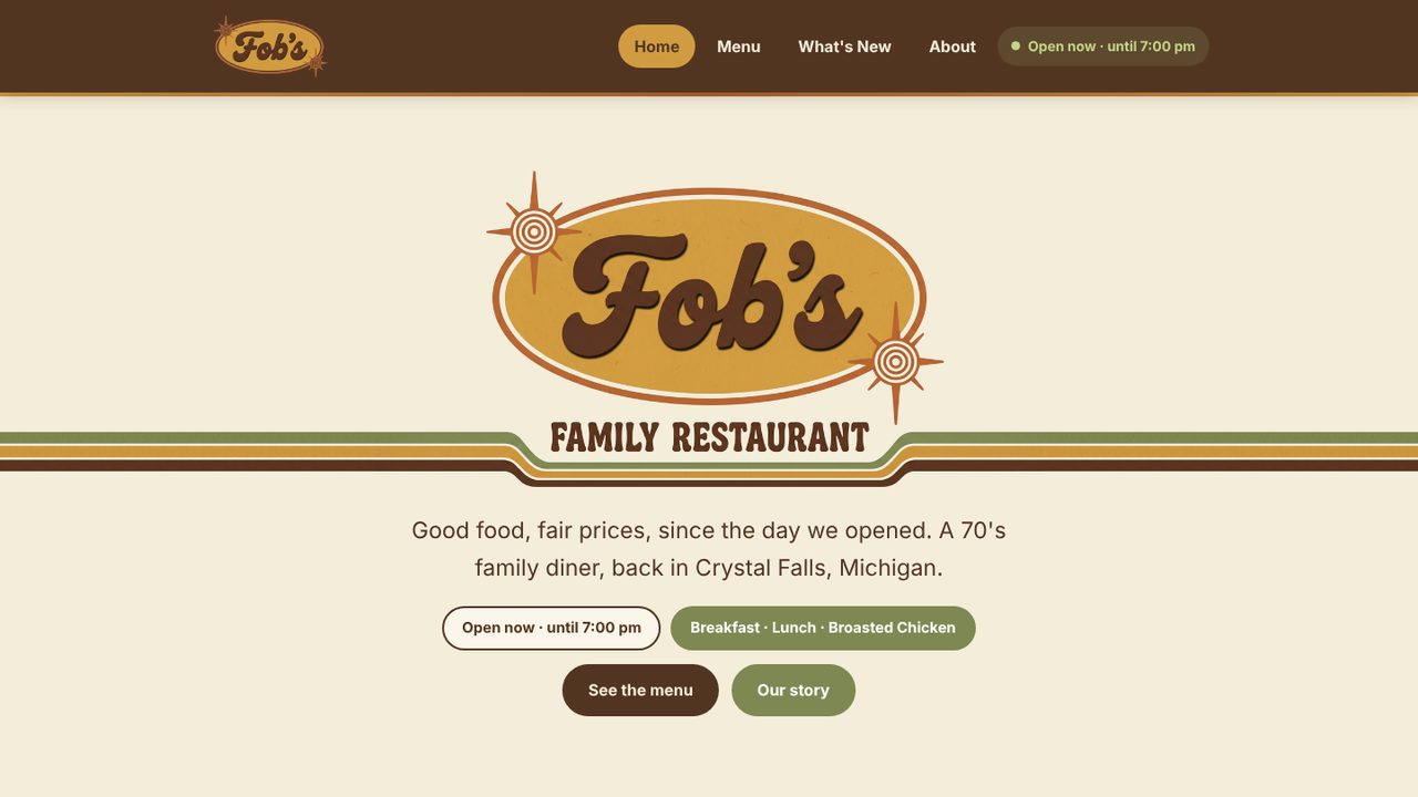 Fob'S Family Restaurant website